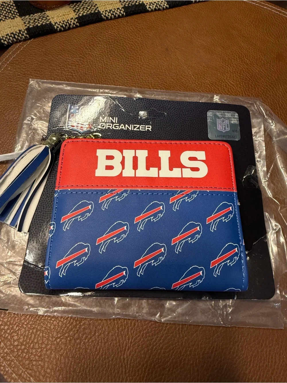 Bills Mini Organizer Wallet - Blue/Red NWT and packaging